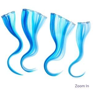 22” 4 Piece Faux Hair Extension Clip-in Ombré Blue Brand New Claire’s Highlights